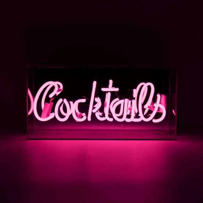 PINK 'COCKTAILS' ACRYLIC BOX NEON LIGHT